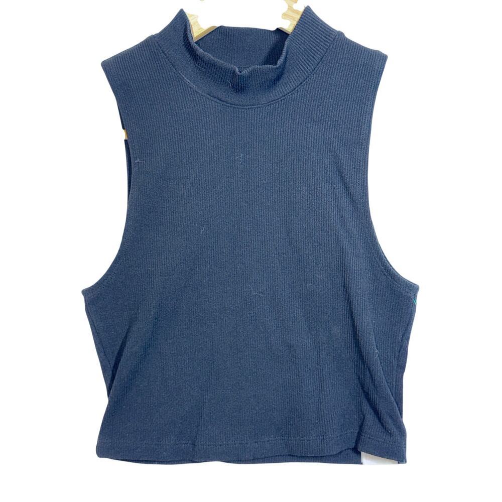 Abercrombie & Fitch Soft AF Black Ribbed Knit Sleeveless Cropped Tank Top Size S